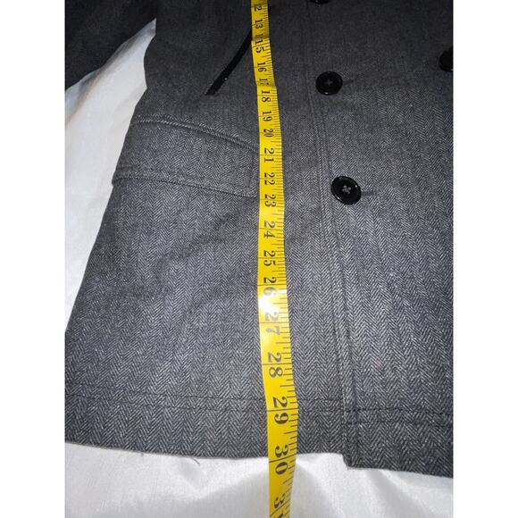 Express Wool Blend Double Breasted Coat with Zip-Out Hoodie - Men's Size S - Picture 12 of 14